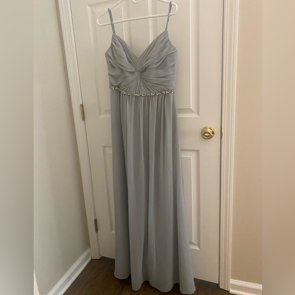 DAVID’s BRIDAL A line Gown Sz 10 Grey Jeweled